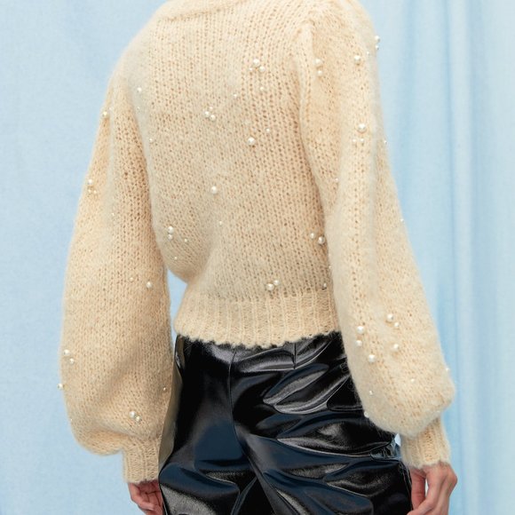 Wilfred Le Fou Alapaca Blend Pearl Crew Neck Sweater - Size L - Picture 2 of 5